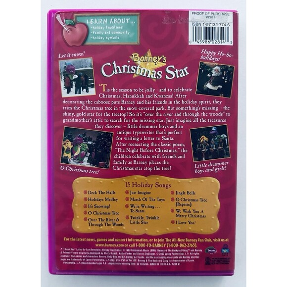 Barney DVD Lot of 2 - Sing & Dance & Barney's Christmas Star - TESTED - Picture 6 of 6